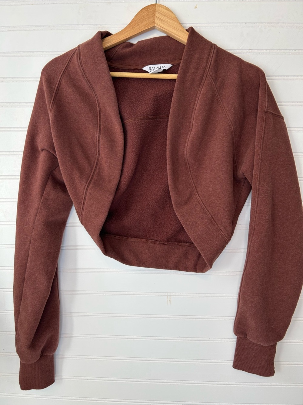 Athleta Retroplush Fleece Cropped Open Front Wrap Shrug - Small